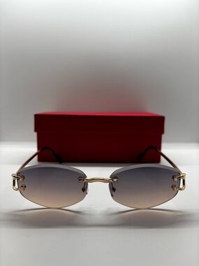 Rimless Gradient Lens Women's Sunglasses - Gold Frame, Gray Gradient